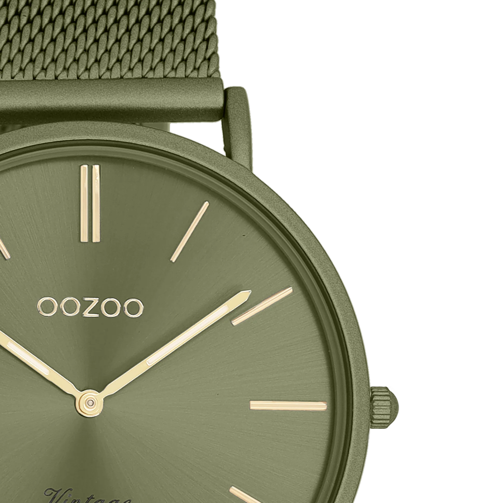 Oozoo Timepieces - Armbanduhr - Vintage Unisex Edelstahl-Mesh-Armband - khaki 40mm