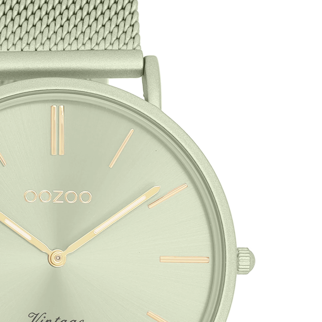 Oozoo Timepieces - Armbanduhr - Vintage Unisex Edelstahl-Mesh-Armband - lindgrün 40mm
