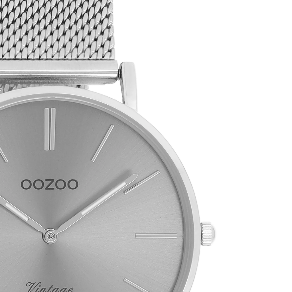 Oozoo Timepieces - Armbanduhr - Vintage Unisex Edelstahl-Mesh-Armband - Silver/grey 36mm