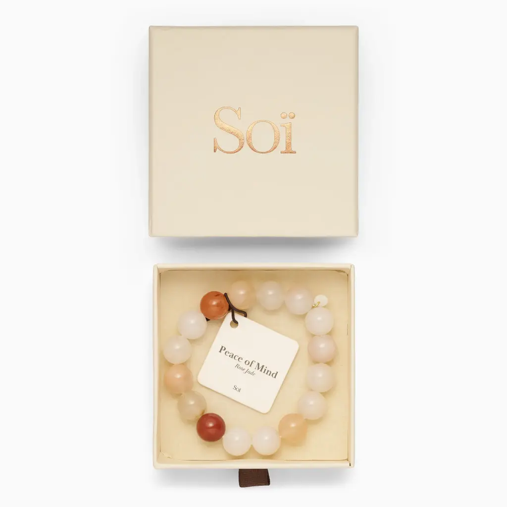 Soï Copenhagen - Armband Chunky Rose Jade Stretch Bracelet 12mm - Peace of mind