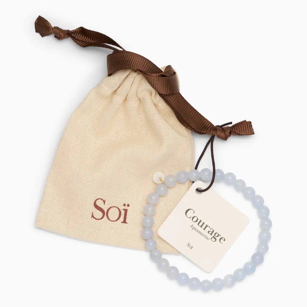 Soï Copenhagen - Armband Essential Aquamarine Stretch Bracelet 6mm - Courage
