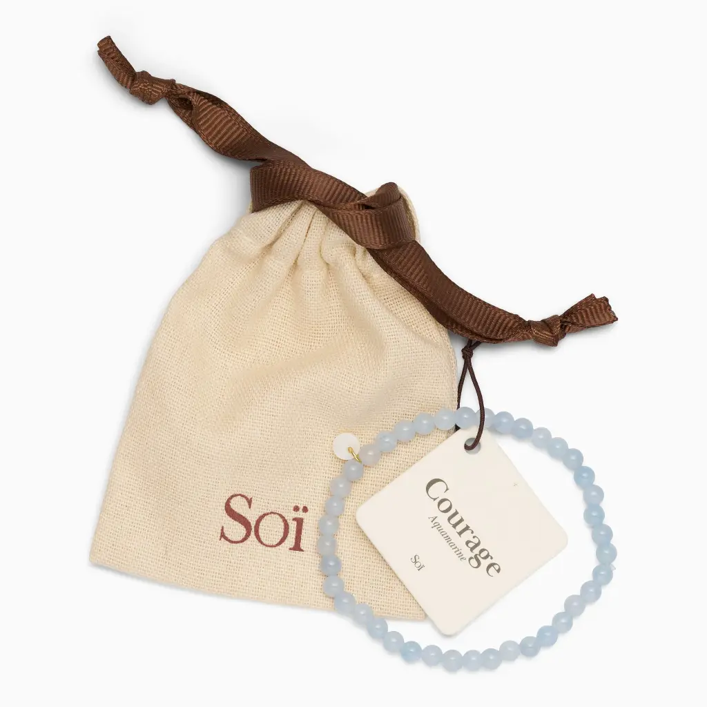 Soï Copenhagen - Armband Petite Aquamarine Stretch Bracelet 4mm - Courage
