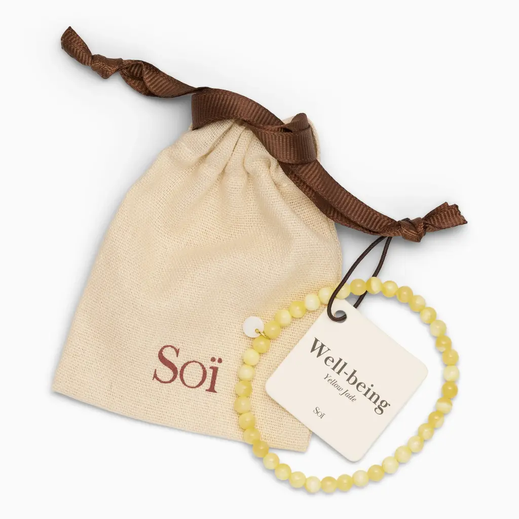Soï Copenhagen - Armband Petite Yellow Jade Stretch Bracelet 4mm - Well-being