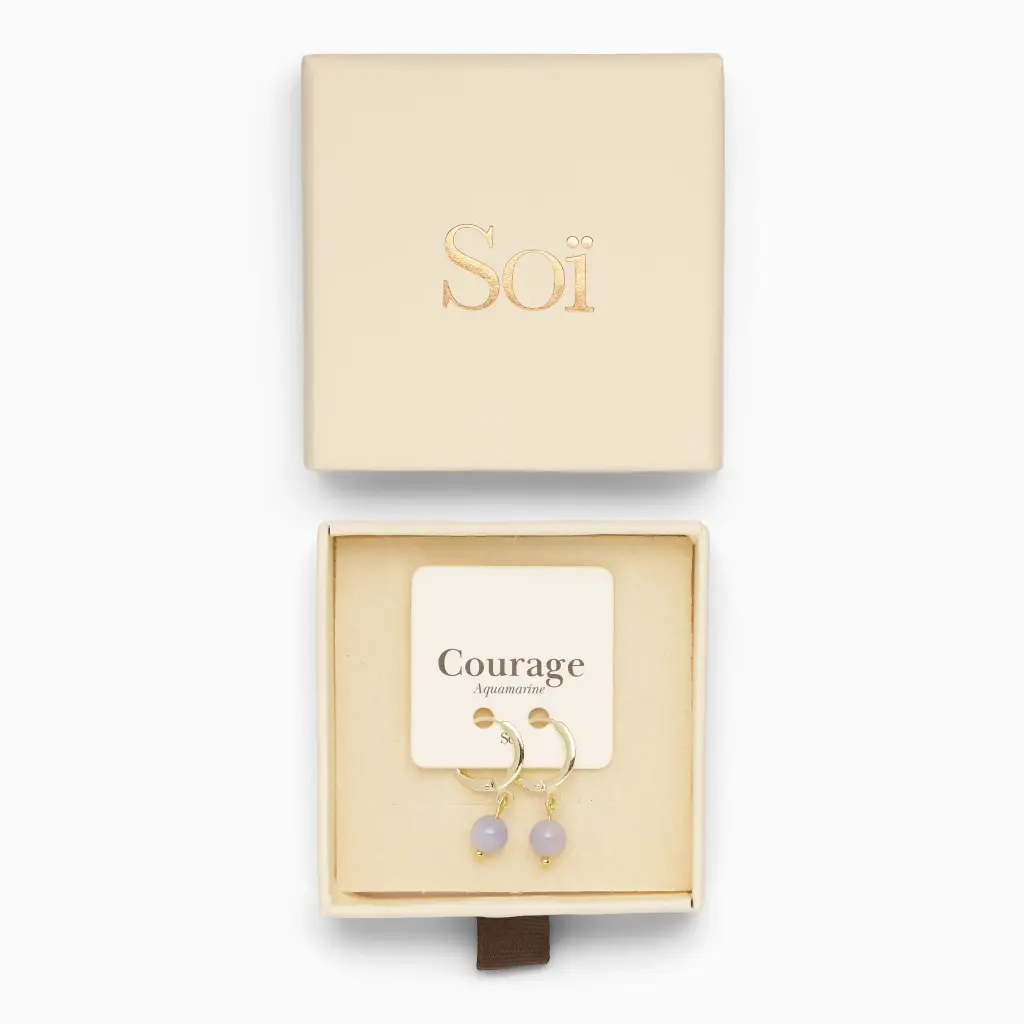 Soï Copenhagen - Ohrringe Ava Aquamarine Huggie Earrings - Courage