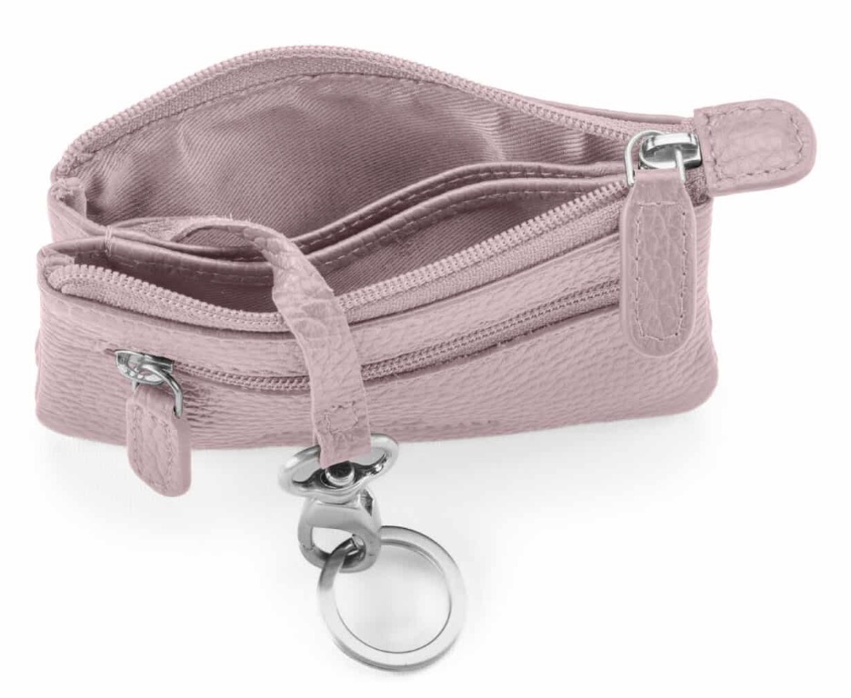 Duo Schlüsseltasche | Flieder | silber | genarbt