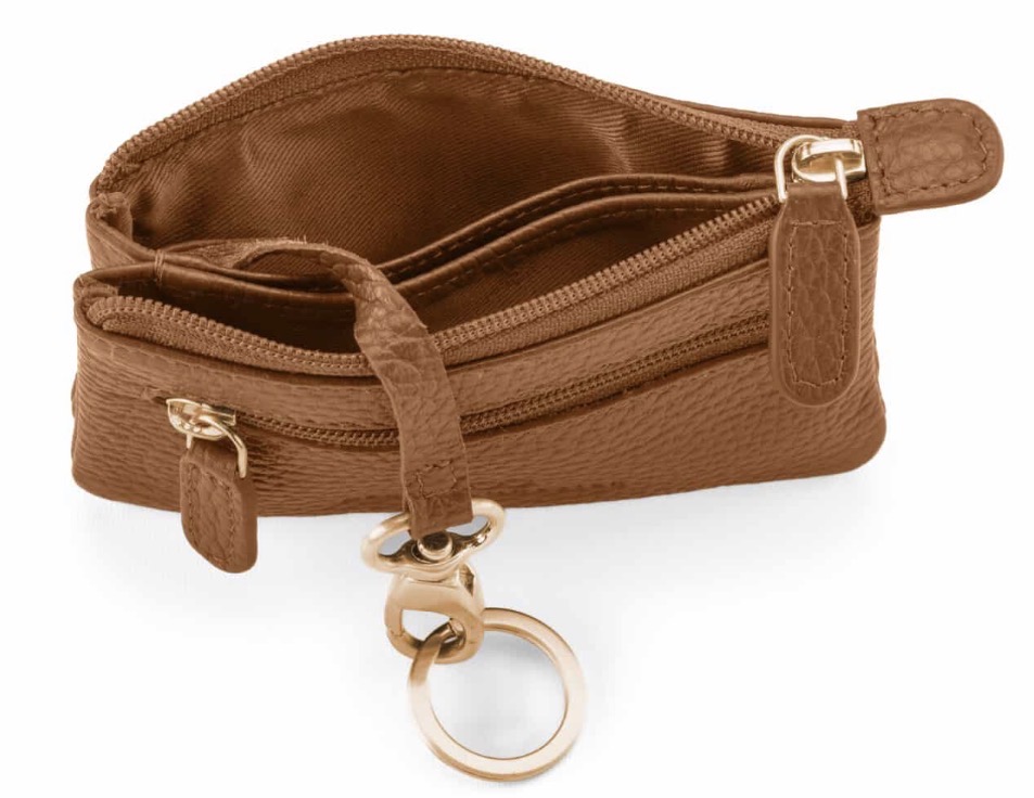 Duo Schlüsseltasche | Karamell | gold | genarbt