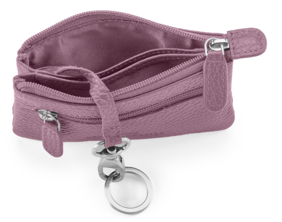 Duo Schlüsseltasche | mauve | silber | genarbt