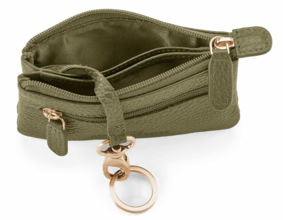 Duo Schlüsseltasche | oliv | gold | genarbt