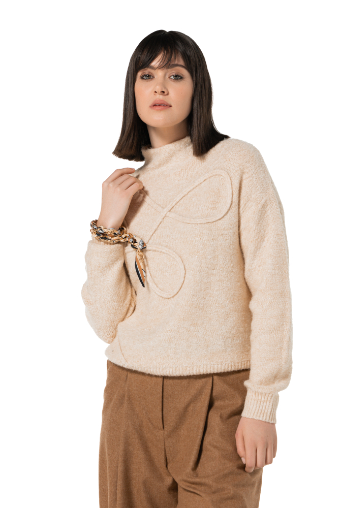 Caroline Biss - COSY, CABLE-KNIT PULLOVER cream