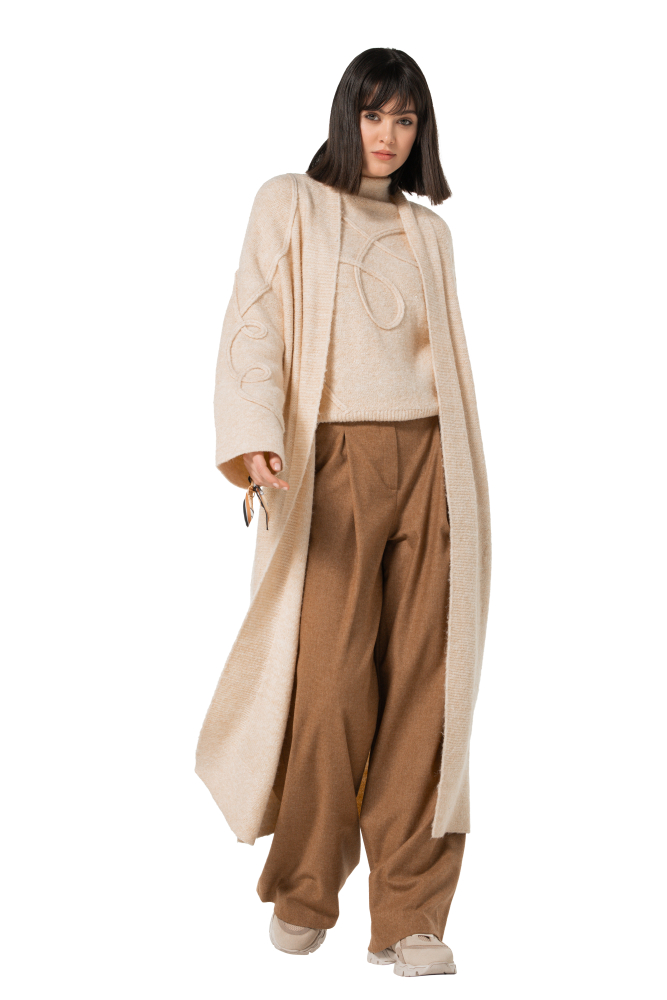 Caroline Biss - COSY, CABLE-KNIT PULLOVER cream