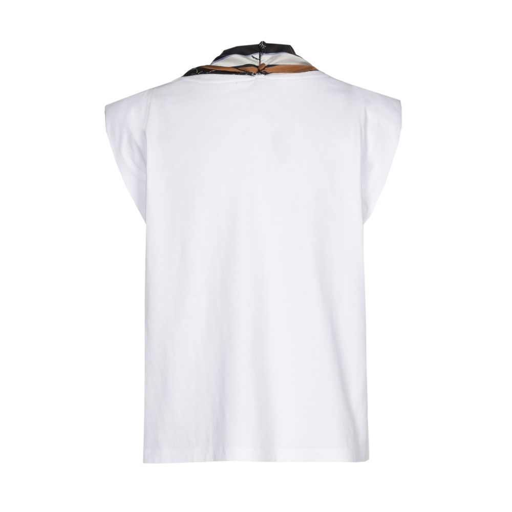 Caroline Biss - COTTON T-SHIRT WITH ATTACHED SCARF white (multi colour)