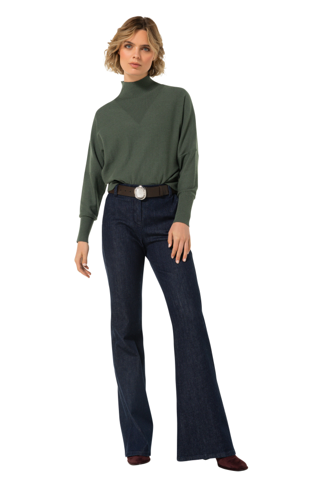 Caroline Biss - FINE-KNIT PULLOVER WITH V-DETAIL green
