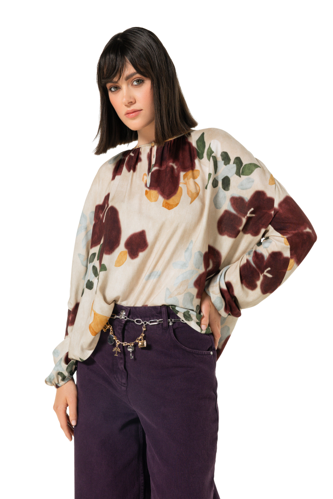 Caroline Biss - FLOWING BLOUSE WITH SHOULDER DETAIL multi colour