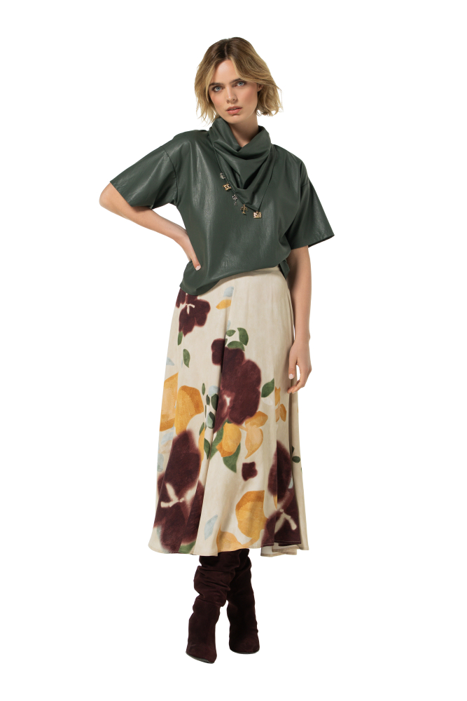 Caroline Biss - FLOWING MIDI-SKIRT multi colour