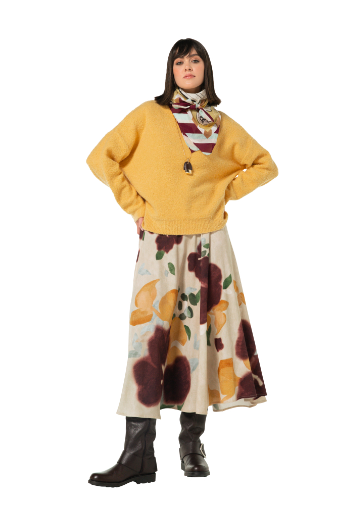 Caroline Biss - FLOWING MIDI-SKIRT multi colour