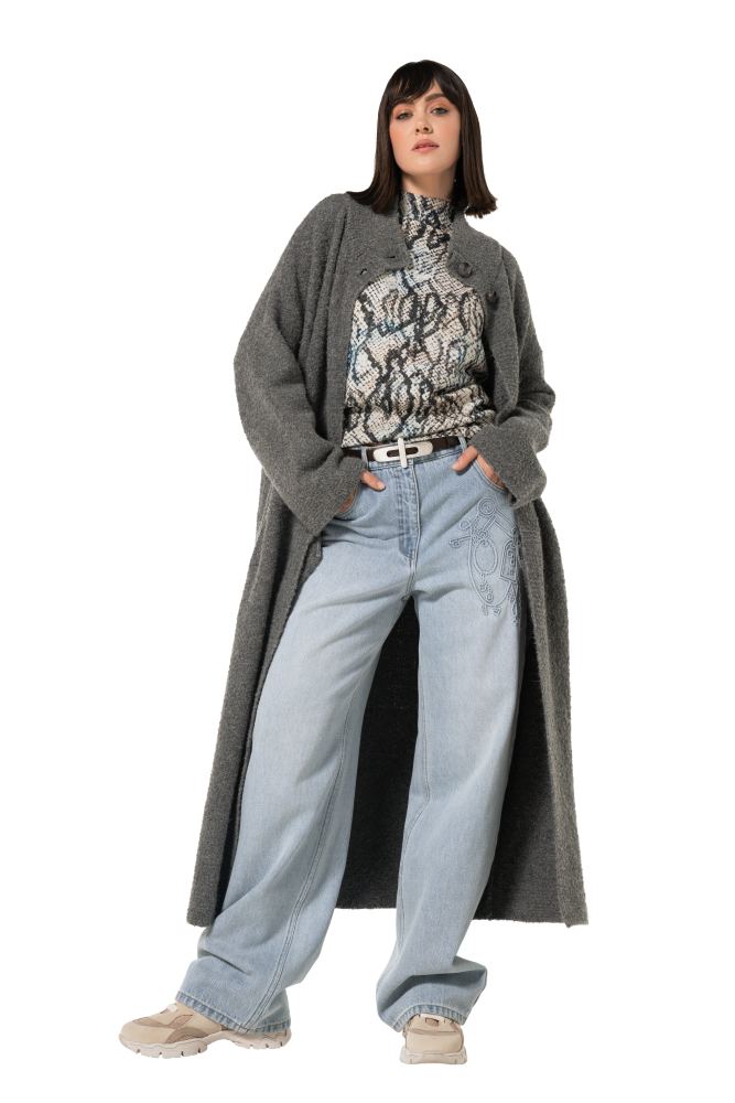Caroline Biss - LONG CARDIGAN IN BOUCLETTE grey