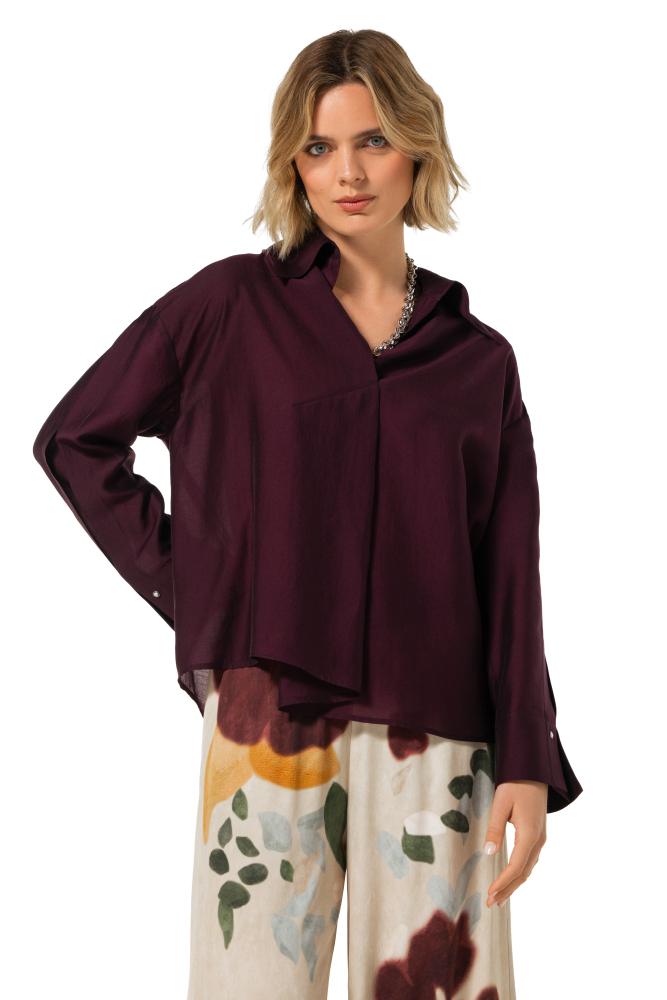 Caroline Biss - LOOSE-FITTING TUNIC BLOUSE plum