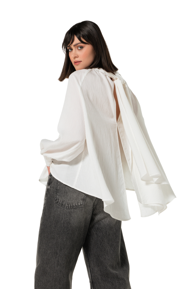 Caroline Biss - LOOSE-FITTING TUNIC WITH REFINED RIBBED TEXTURE AND BACK EFFECT off white