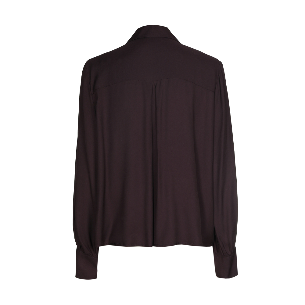 Caroline Biss - SHINY BLOUSE WITH JABOT DETAIL eggplant