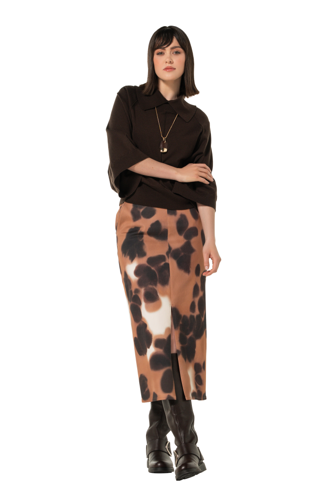 Caroline Biss - SHORT PULLOVER WITH KIMONO SLEEVE coffee