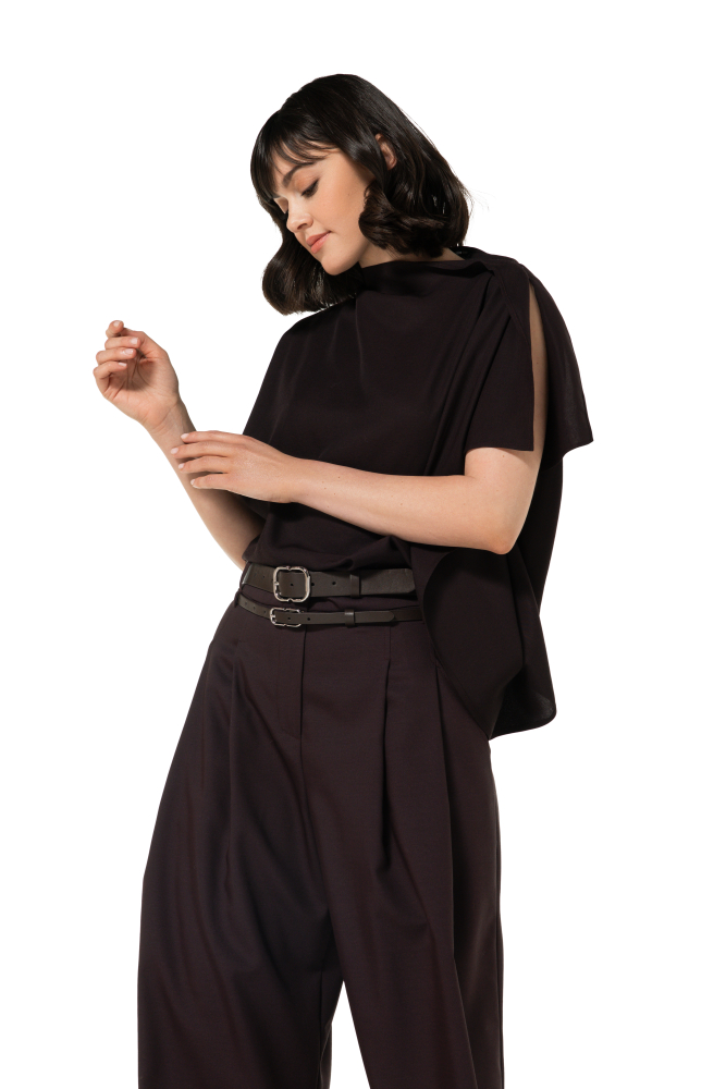 Caroline Biss - STRAIGHT, ASYMMETRIC TOP eggplant