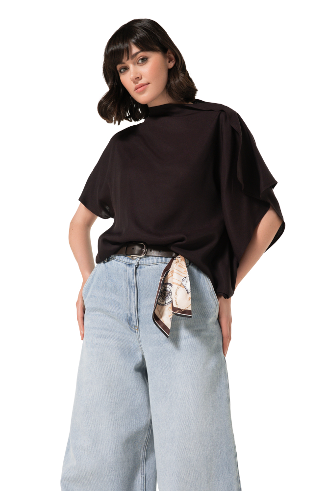 Caroline Biss - STRAIGHT, ASYMMETRIC TOP eggplant