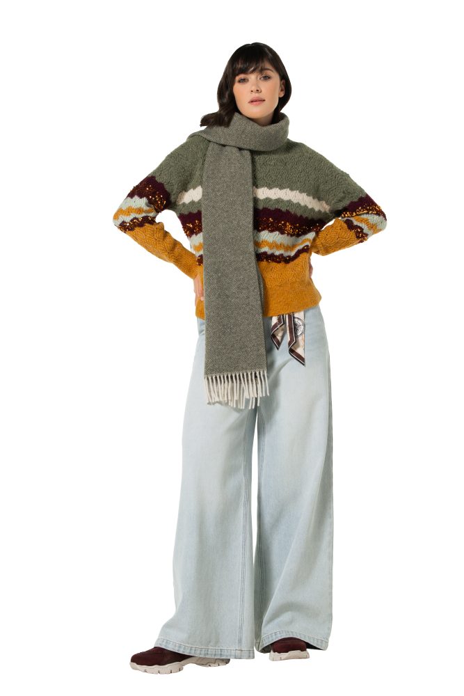 Caroline Biss - Warmer Schal mit Fransen green