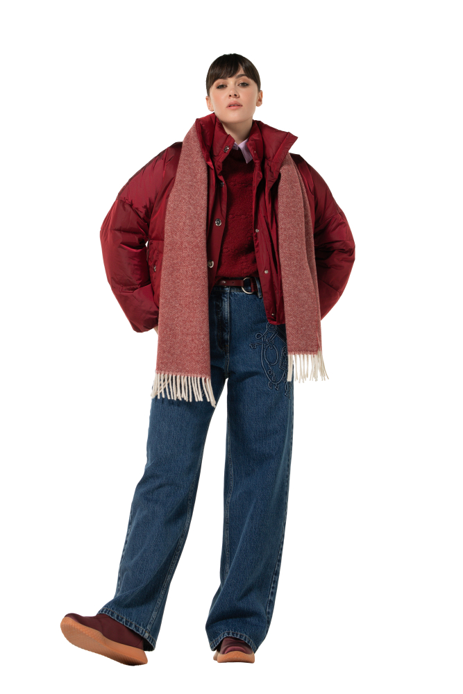 Caroline Biss - Warmer Schal mit Fransen wine red
