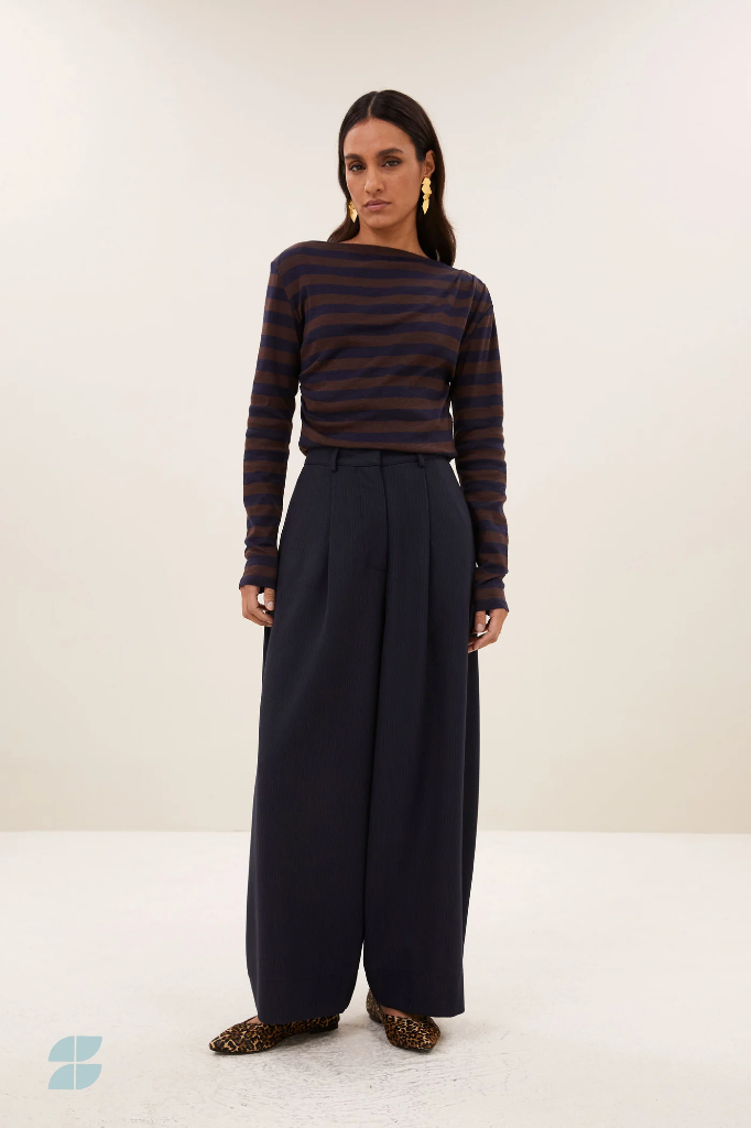 By Bar - Leya Big Stripe Top - 1722 coffee bean