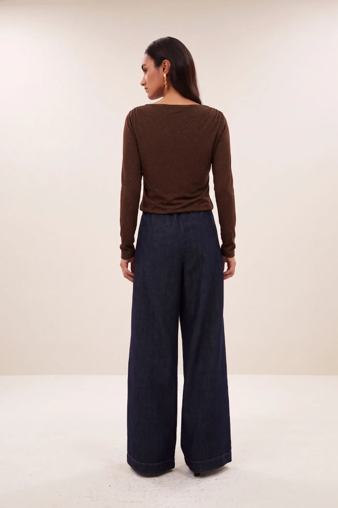 By Bar - Leya Sparkle Top - 775 chocolate