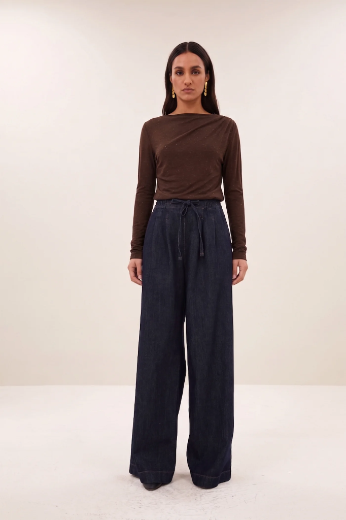 By Bar - Leya Sparkle Top - 775 chocolate