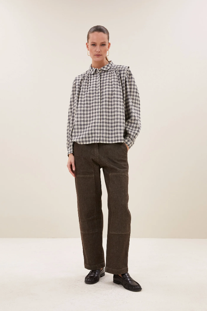 By Bar - Maia Check Blouse - 834 ash grey check