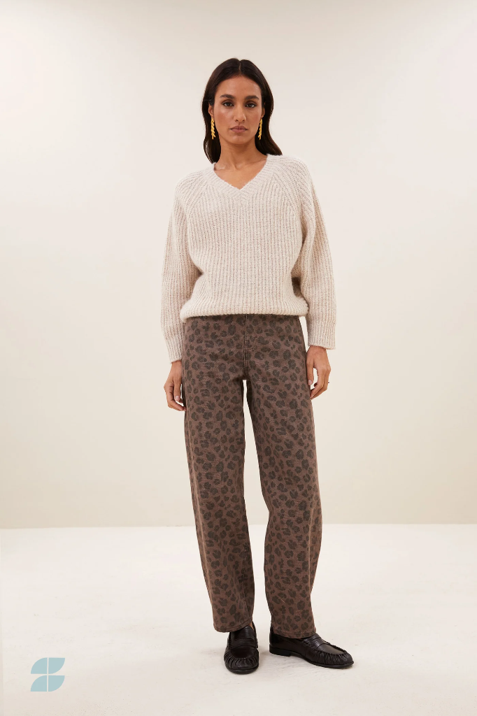 By Bar - Lew Cheetah Chocolate Pants - 775 chocolate brown