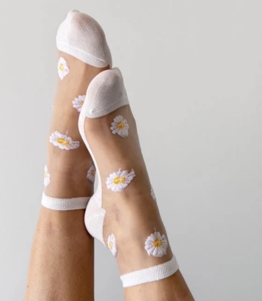Sockette - Transparente Socken - Flora - weiße Margeriten