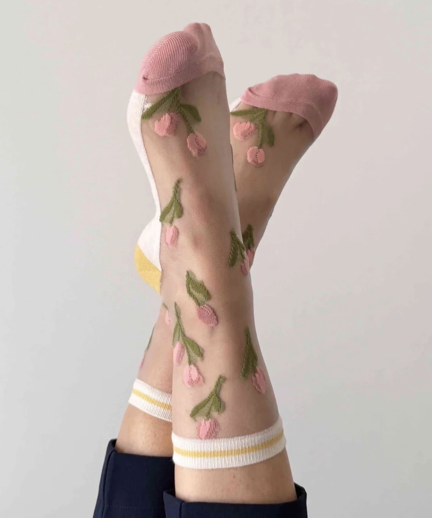 Sockette - Transparente Socken - Camelia - kleine Tulpen