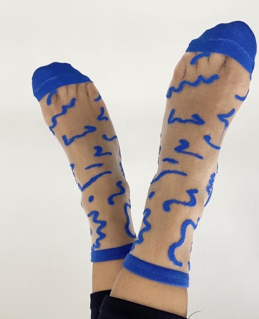 Sockette - Transparente Socken - Marie - blaues Muster