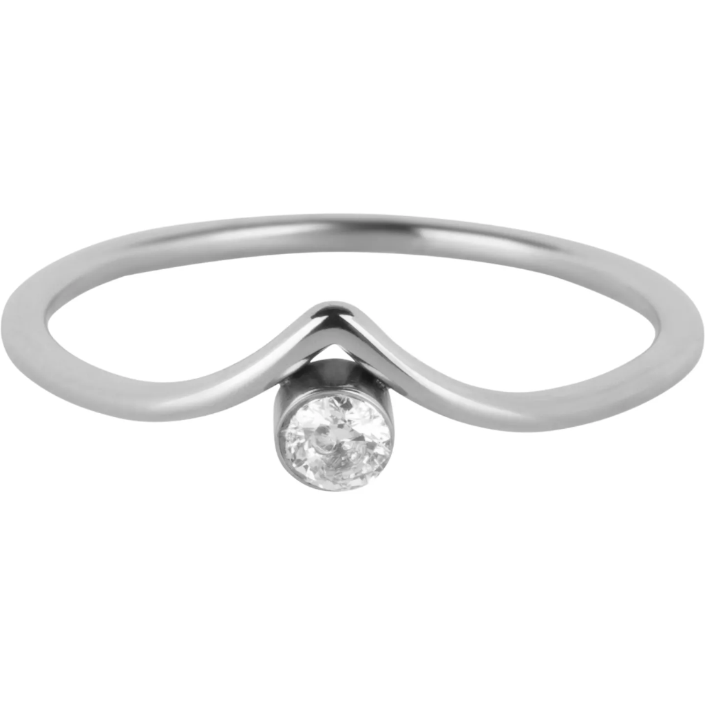 Charmins - R1412 - Ring V-Form white stone silver