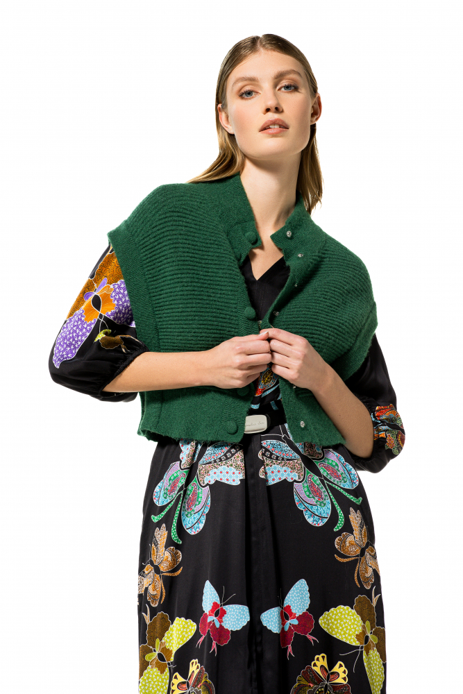 Caroline Biss - SHORT STRAIGHT-FITTING CARDIGAN - ärmellos - Waldgrün