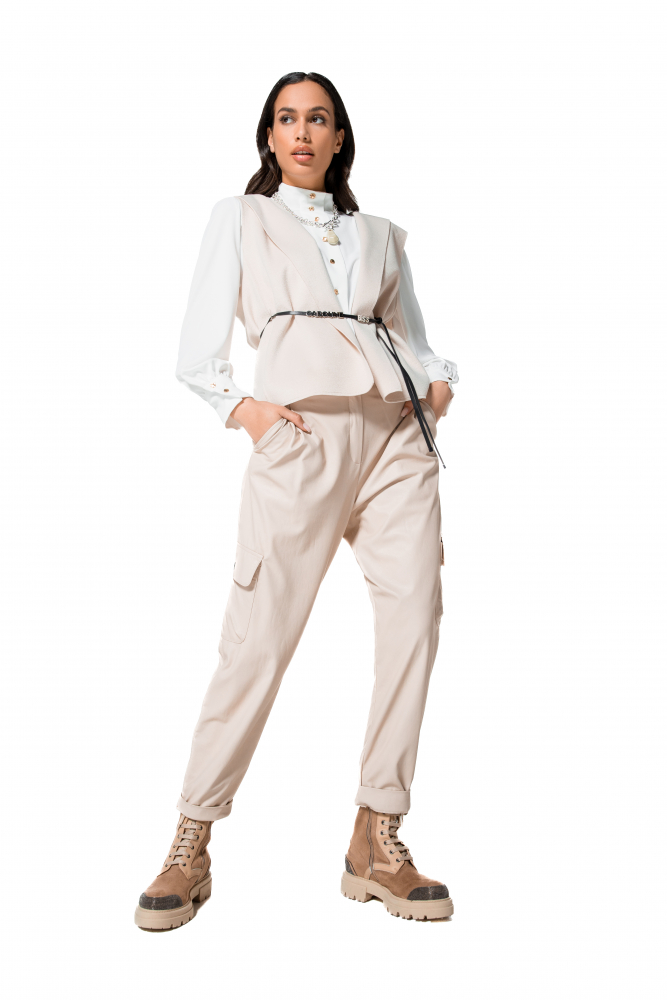 Caroline Biss - Beggy vegan leather pants greige - 4583-93