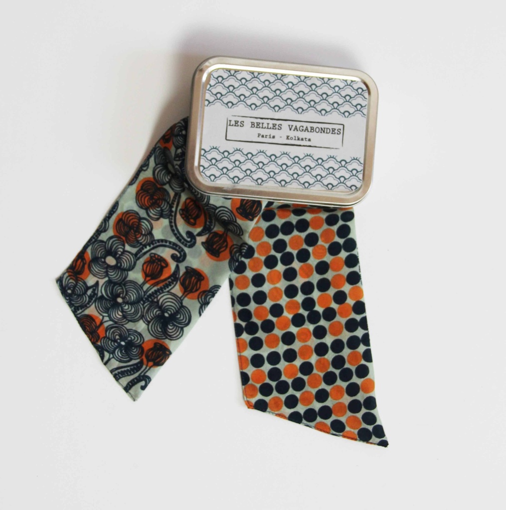 Les Belles Vagabondes - Seidenschal Bandeau Laos Orange