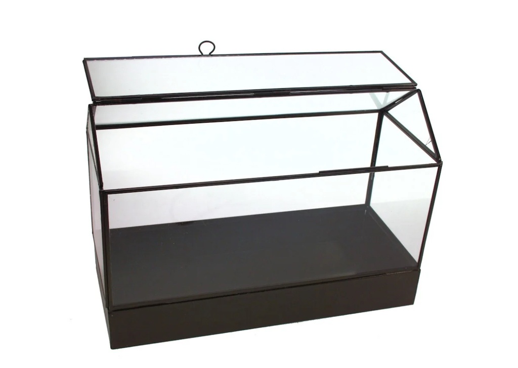 Meander - Glasvitrine Haus Glas/Metall schwarz 36x15x25cm