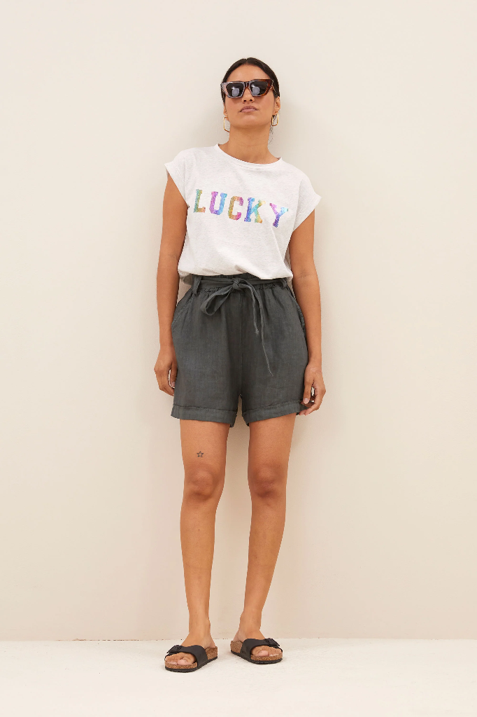 By Bar - Thelma Lucky Rainbow Top - 815 Light Grey Melee
