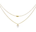 Mas Jewelz - doppelte Kette mit Edelstein - Rosenquarz