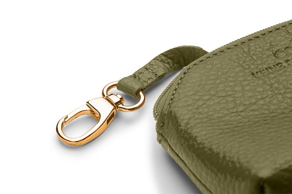 Mini-Geldbörse/Schlüsseltasche | oliv | gold | genarbt