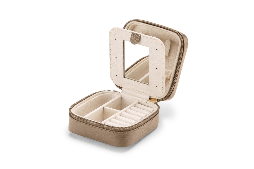 Schmuckbox | taupe | gold | genarbt