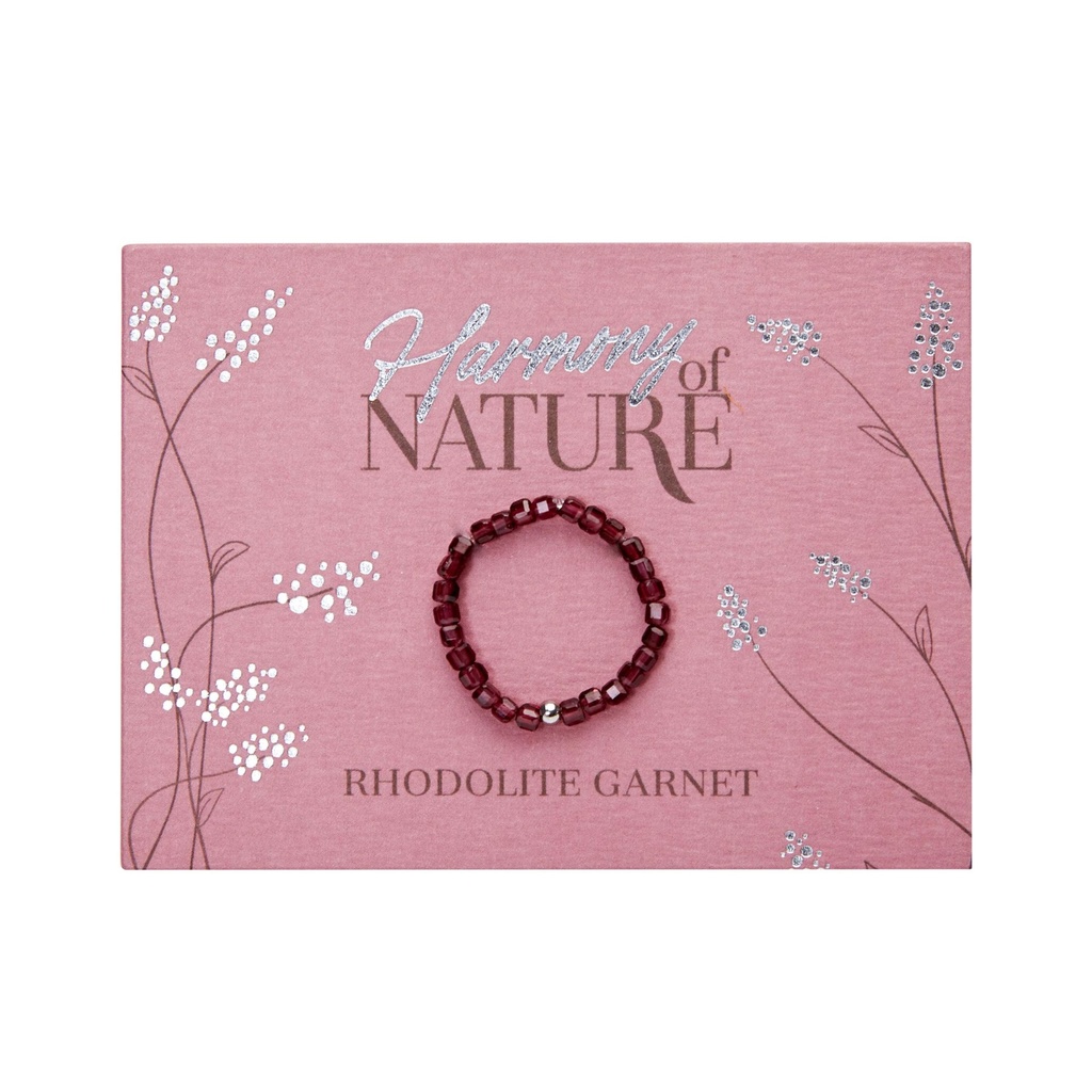 HCA - elastisches Ring - Let’s enjoy nature - Rhodolith - vergoldet
