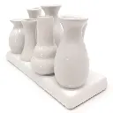 Mea Living - 7 Väschen auf Tablett aus Keramik weiß