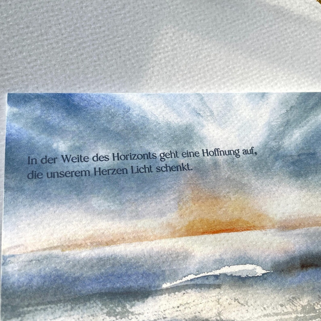 Elena Klein - Klappkarte mit Umschlag - Trauerkarte - In der Weite des Horizonts geht eine Hoffnung auf, die unserem Herzen Licht schenkt.
