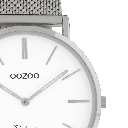 Oozoo Timepieces - Armbanduhr - Vintage Unisex Edelstahl-Mesh-Armband - Silber/Weiß 40mm