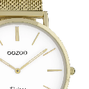 Oozoo Timepieces - Armbanduhr - Vintage Unisex Edelstahl-Mesh-Armband - Gold/Weiß 40mm